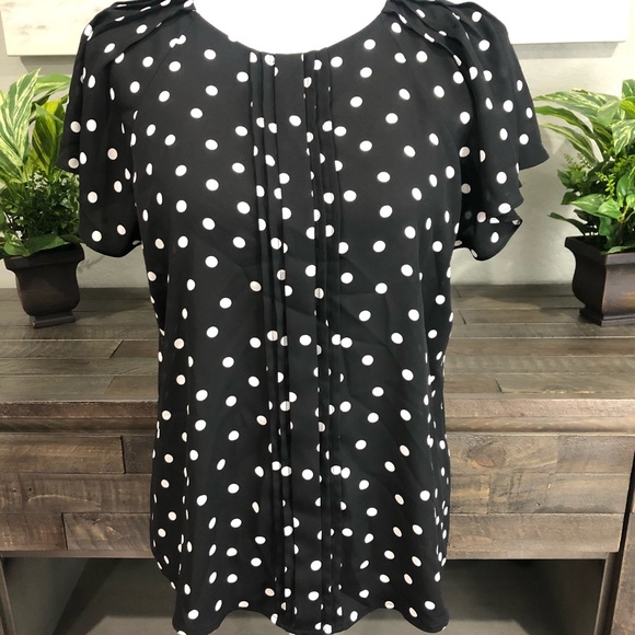 Worthington Tops - Worthington Black and White Polka Dot Blouse